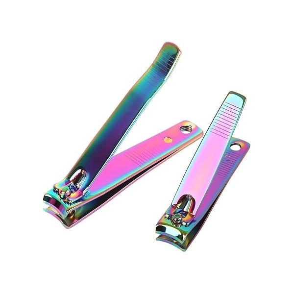 Rocutus 2pcs/Set Nail Clippers Set Portable Scissors Toenail Clippers,Adult Pedicure Clippers,Fingernail Household Foot Manicure Tools (Pink)