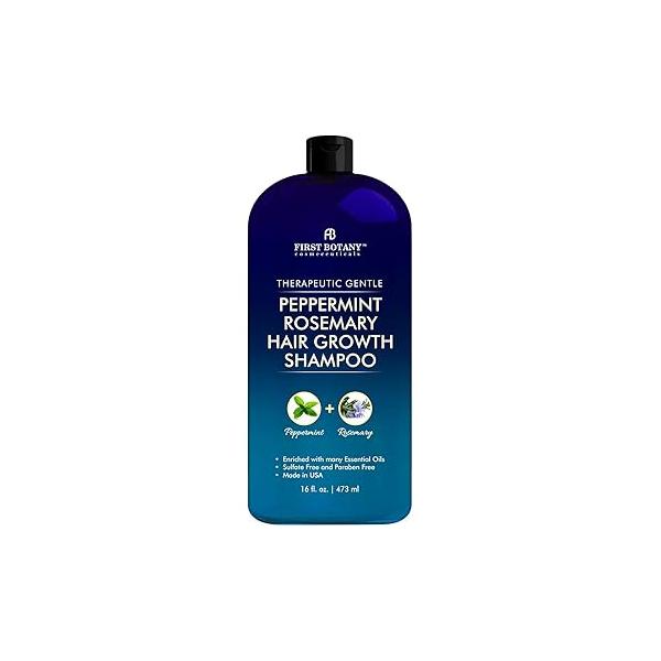 Peppermint Rosemary Hair Regrowth Shampoo - Anti Loss product, Daily Hydrating, Detoxifying, Volumizing and Fights Dandruff For Men Women 16 fl oz