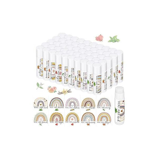 50 Pcs Lip Balm Bulk Christian Gift for Women Faith Religious Bible Verse Inspirational Scripture Moisturizing Care Product Coworker Sister Teacher(Boho)