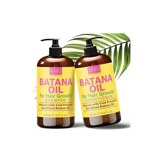 Batana Oil Shampoo and Conditioner Set | Raw Organic for Hair Growth Clarifying & Thickening Treatment Thinning Men Women