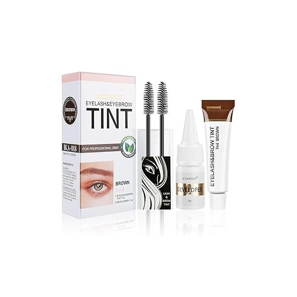 2-In-1 Eyelash & Eyebrow Kit, Professional Lash Brow Color Lasting for 6 Weeks DIY Hair Coloring Salon Home Use 7ml (Black)