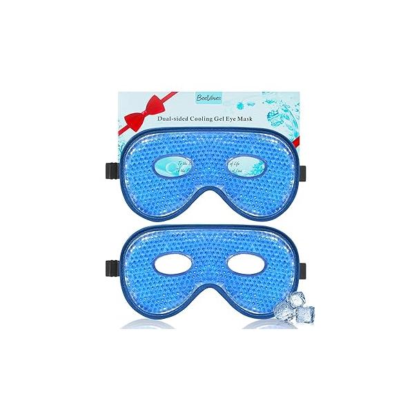 BeeVines Gel Eye Mask, 2 Pack XL Jumbo Size Cooling Ice Masks for Puffy Eyes Men & Women, Cold Warm Compress Post Surgery, Puffiness, Allergies, Sinuses Migraines Treatment(Navy Blue)