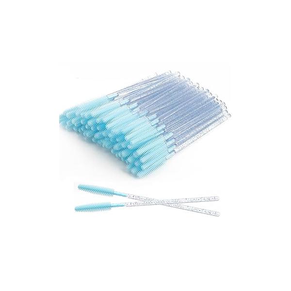 MyAoKuE-UP 100pcs Silicone Mascara Wands Disposable Eyelash Brushes Wand for Extension Makeup Brush Tool Bulk (Silicone All White)
