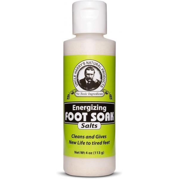Uncle Harry's Natural Pedicure Foot Soak Bath Salts | Athletes Detox & Dry Feet Treatment Epsom for Soaking with Eucalyptus Peppermint Vegan Supplies (4 oz)