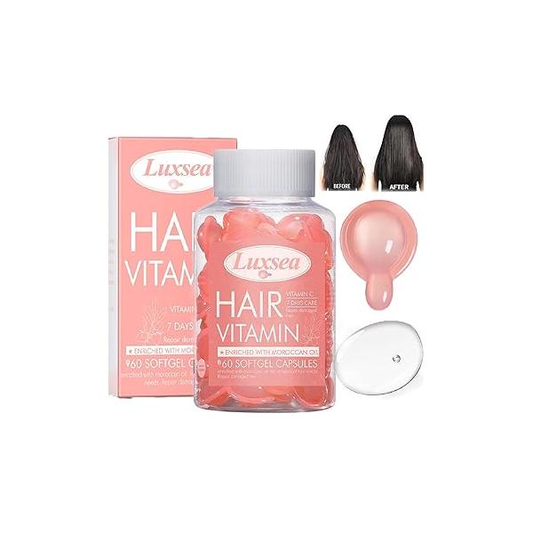Hair Oils Vitamin E Capsules, Treatment Serum Oil for Split Ends, Repair Essence Dry Damaged Care, Healthier Smooth Silky Thicker Growth