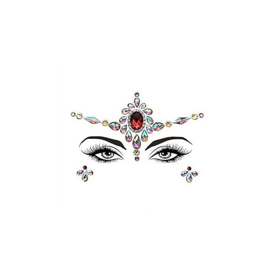 adhesive face gems jewels rave accessories alien outfit glitter diamond pastie sticker rhinestone eye temporary tattoo for forehead make up Christmas ( red/S066)