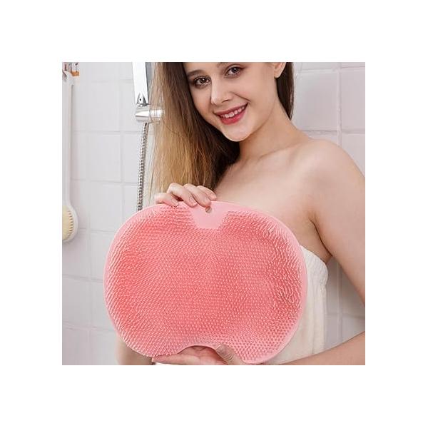 Shower Foot Scrubber Mat Back Wall Mounted Non-Slip Suction Cups silicone body scrubber for Use in Washer Exfoliating Bath Wash Pad Cleaner Men and Women