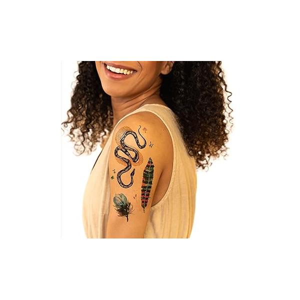 Festival Temporary Premium Tattoos - 75 Pieces, Skin-Safe Tested, Cruelty-Free Vegan Ink, Water Resistant- Adults, Teens or Kids, Realistic, Artist- Designed