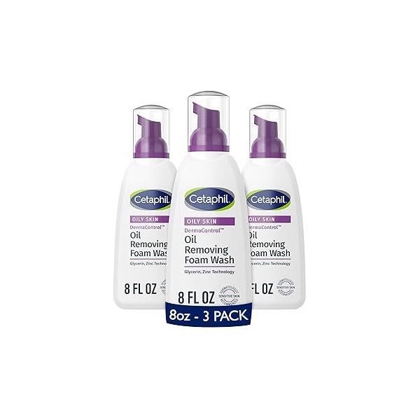 Cetaphil Pro Oil Removing Foam Wash, Foaming Facial Cleanser, Fragrance Free Formula Suitable for Sensitive Skin, 8 Fluid Ounce (Pack of 3)