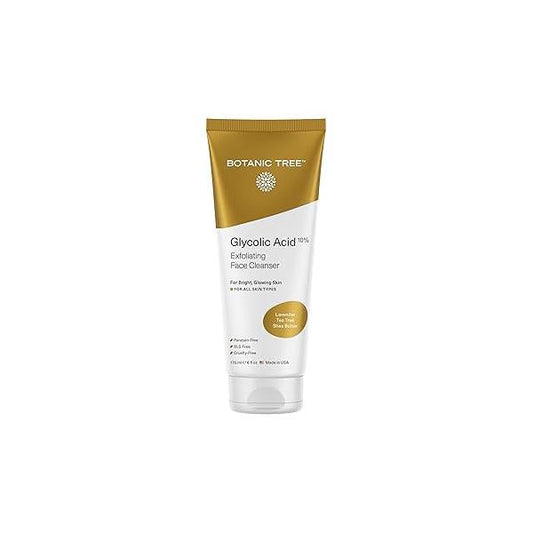 Botanic Tree Glycolic Acid Face Wash, Exfoliating Facial Cleanser and Scrub, 10% Acid, AHA Salicylic 6 fl. oz