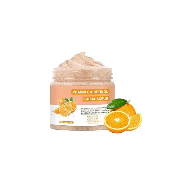 Vitamin C Face Scrub, Exfoliating Facial Wash with Retinol, Scrub,Facial Scrubs for Women,Deep Cleansing Cleanser Women Men