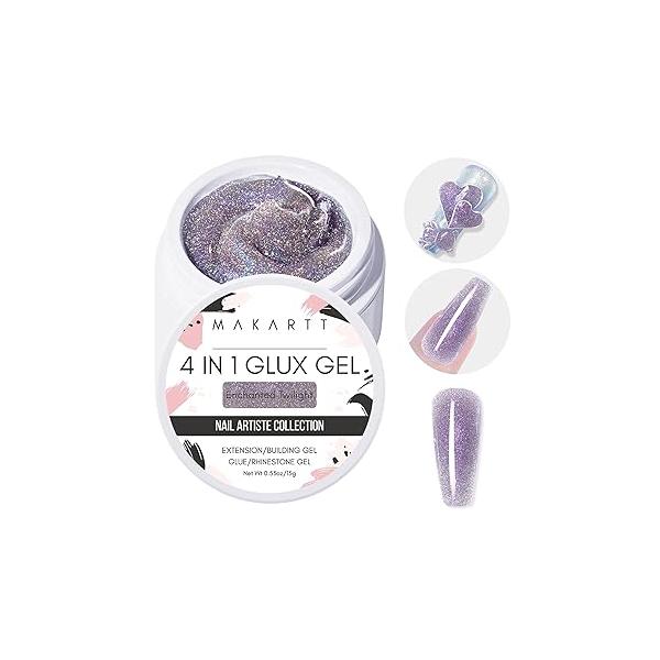 Makartt Solid Builder Nail Gel, 3D Gel Art 4 in 1 Non-sticky for Extension UV Glue Acrylic Nails Rhinestones Sculpture Hard Gels UV/LED Lamp Required Clear 15ml