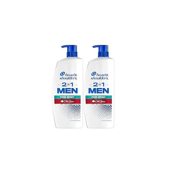 Head & Shoulders 2-in-1 Dandruff Shampoo and Conditioner Set, Clinically Proven Itch Relief, Lemon-Lime Scent of Old Spice Pure Sport, Nourish Scalp Hair, 31.4 Fl Oz Each, 2 Pack
