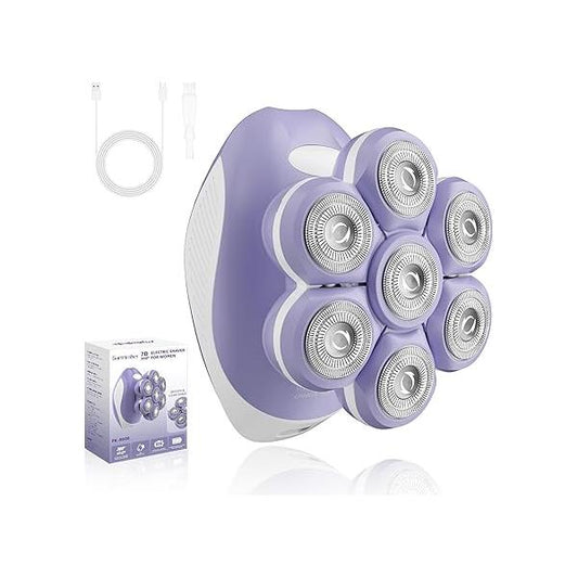 7D Electric Razor for Women: Fast & Painless Full-Body Shaver Legs Face - Waterproof Hair Remover with Light Travel Cover Wet/Dry Use, Smooth Close Shave, Birthday Mother’s Gift