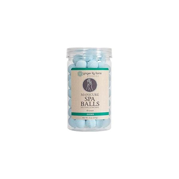 Ginger Lily Farms Botanicals Manicure Spa Balls Ocean, Soak Replenishes Moisture, Softens and Conditions Skin, 8 Ounces, 80-Count
