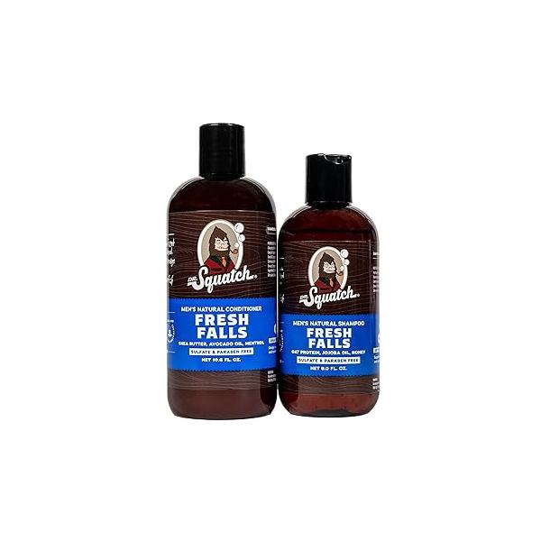 Dr. Squatch Natural Hair Bundle for Men - Healthy, Full Looking Fresh Falls Shampoo (8 fl oz), Conditioner (11.5 oz)