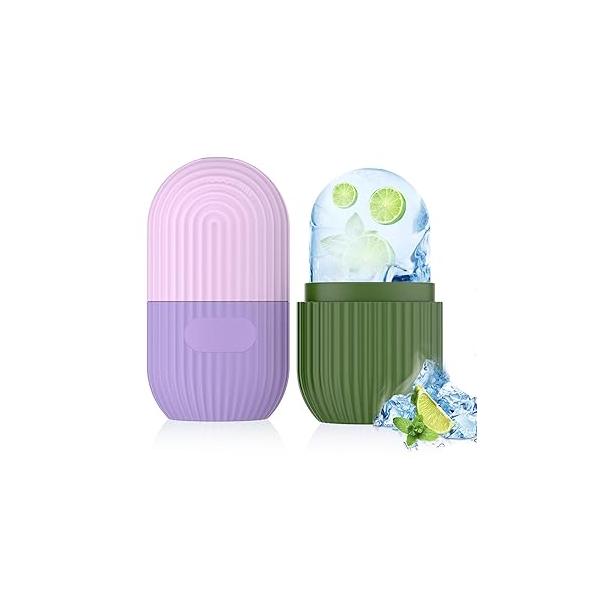 Ice Roller for Face and Eye, Silicone Facial Holder, Mold Skin Care, Icers Reusable Cube Shrink Pores Anti Wrinkle Reduce Puffiness, Blue