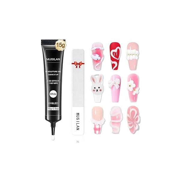 3D Nail Gel Sculpting Art Glue for Designs DIY Clear Builder Craving Molding Polish Painting Drawing Decoration Manicure