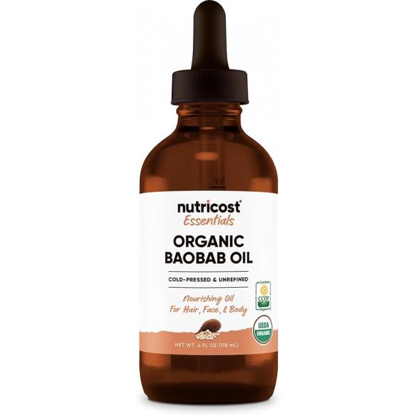 Nutricost Organic Baobab Oil (4 FL OZ) - Nourishing For Hair, Face, & Body, Cold Pressed Unrefined