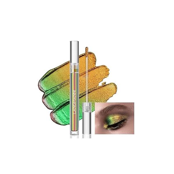 3 Colors Metallic Liquid Chameleon Eyeshadow, Multi-Dimensional Eye Looks, Long-lasting Holographic Glitter Multichrome Eyeshadows Makeup (#Peacock+Wonder+Ember)
