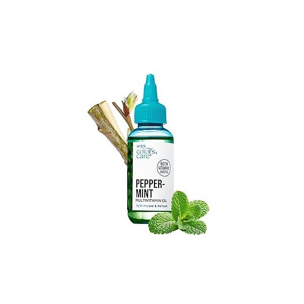 KISS COLORS & CARE Peppermint Multivitamin Oil for Hair Skincare, Infused with Biotin, Vitamin E and Natural Oils Long-Lasting Hydration Repair, 2.5 fl. oz.