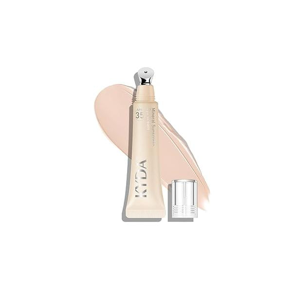 KYDA Mineral Sunscreen Eye Cream, 3-in-1 Anti-Aging SPF 35, for Dark Circle and Fine Lines, Light