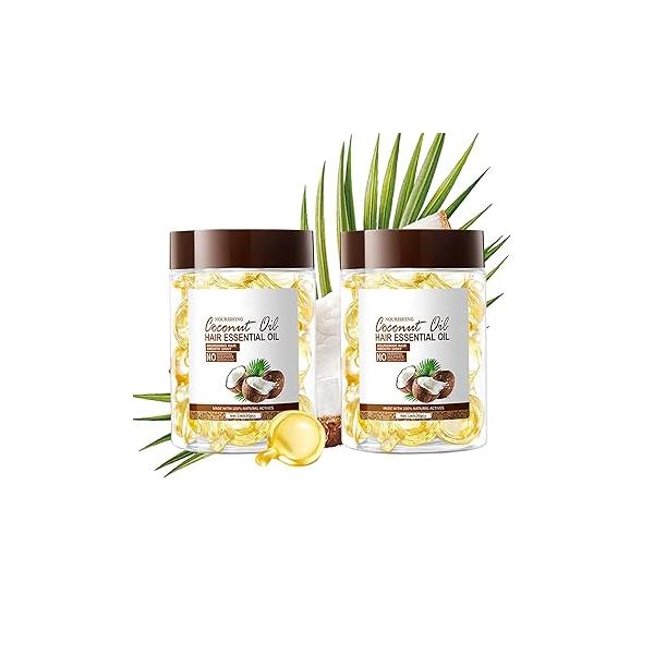 30PCS Hair Serum Oil Capsules, Moisturizing for Frizzy, Dry and Damaged Hair, Smooth, Non-greasy, Refreshing Long Lasting Nourishing Women（Coconut Oil）