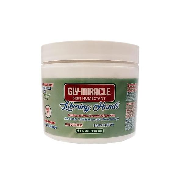 GLY MIRACLE Laboring Hands Moisturizing Body Cream, 4 oz - Non-Greasy Skin Humectant for Extremely Dry Skin, Hands, Body, and Feet, Fragrance-Free with Pure Glycerin Nourishing Hydration