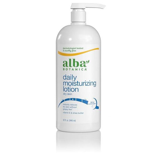 Alba Botanica Daily Moisturizing Lotion, Dry Skin, with Vitamin E and Shea Butter, 32 Oz (Packaging May Vary)