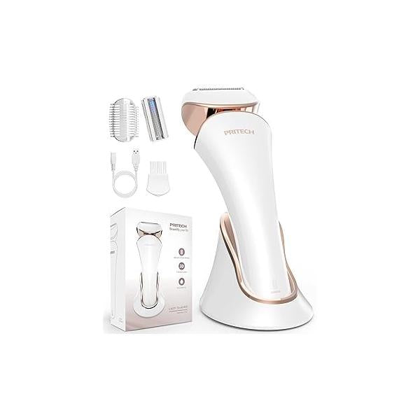PRITECH Electric Shaver for Women - Cordless Lady Razor, USB Rechargeable, Wet & Dry Waterproof Razor Legs, Arms, Underarms, Bikini