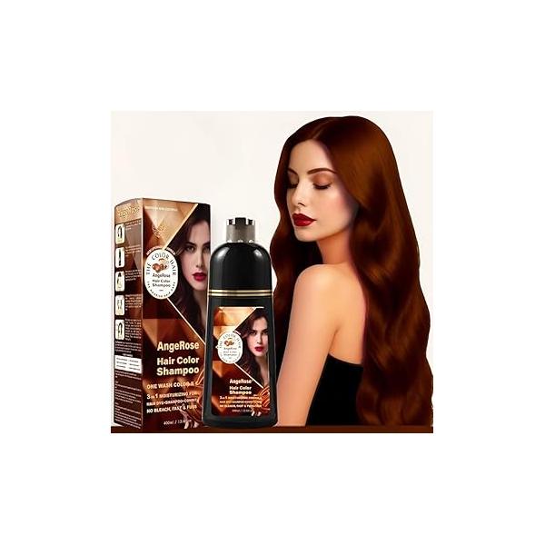 Hair Dye Shampoo 3 in 1, Instant Herb Ingrident to Cover Gray Hair, Long-lasting & Natual, Wine Red, 400 ML