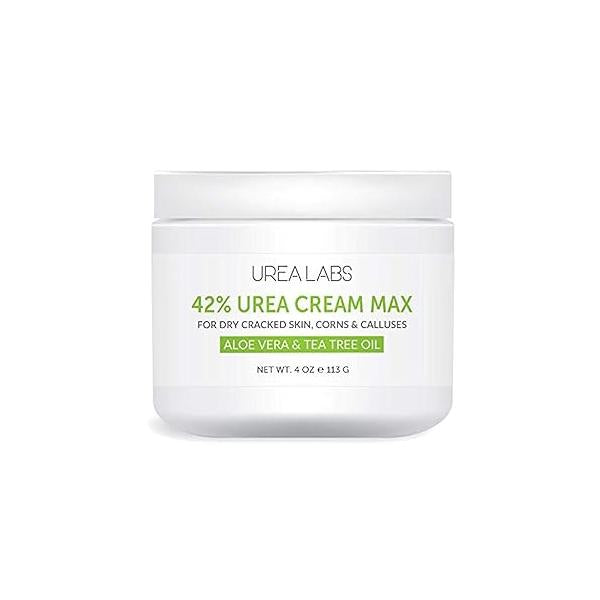| 42% Urea Cream - Tea Tree Oil & Aloe Vera-Infused Foot Skin Repair Deep Hydration Natural Exfoliation for Cracked Heels, Dry Feet, Rough Callus Removal (4 Oz)