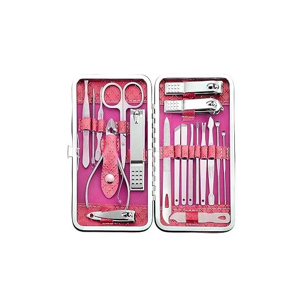 Manicure Set - 19 in 1 Professional Nail Clippers Pedicure Kit, Tool Stainless Steel Facial Grooming Gift Idea for Women, Men, Girls, Teens, Blue