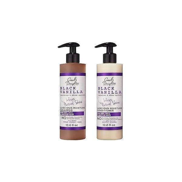 Carol's Daughter Black Vanilla Sulfate Free Shampoo and Conditioner Set for Curly, Wavy or Natural Hair, Moisturizing Hair Care Dry, Damaged Split Ends, 1 Kit