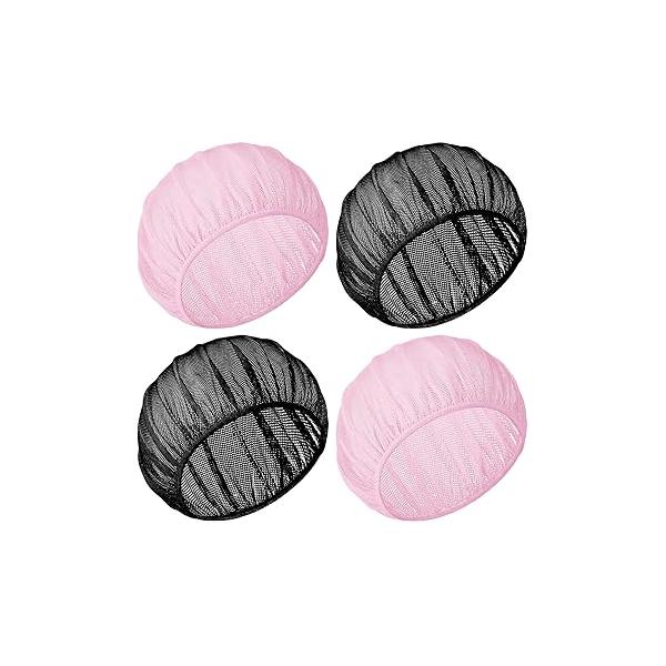 Chuarry 4 Pcs Mesh Sleep Bonnet for Sleeping Night Curly Hair Nets Caps Women(White, Pink, Light Blue, Black)