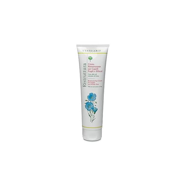 L'Erbolario Restructuring Cream For Fragile And Brittle Hair - Rich Treatment With Oil Extract Of Flax Restores Body Radiance To Nourishes Refreshes The Scalp 5.07 Oz