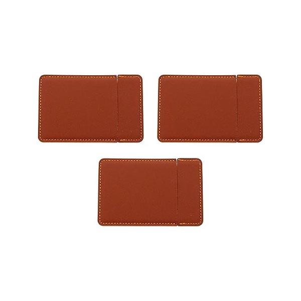 Set of 3 Ultra Slim Compact Shatterproof Stainless Steel Mirrors with Faux Leather Sleeve (Brown)