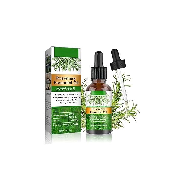 Rosemary Hair Oils for Growth, Strengthening, Nourishing & Improving Scalp Circulation, Oil 1.01 Fl Oz, Unisex Adult
