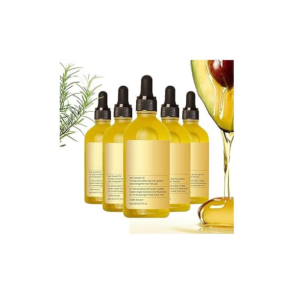 Natural Rosemary Veganic Oil for Nourishing and Promoting Growth Thin, Dry, Damaged Hair - (5PCS)
