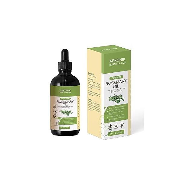 Pure Rosemary Essential Oil, 4 Oz , Moisturizing Hair Serum for Frizzy and Damaged Hair, Face Skin Care -Organic Growth Oil Men Women