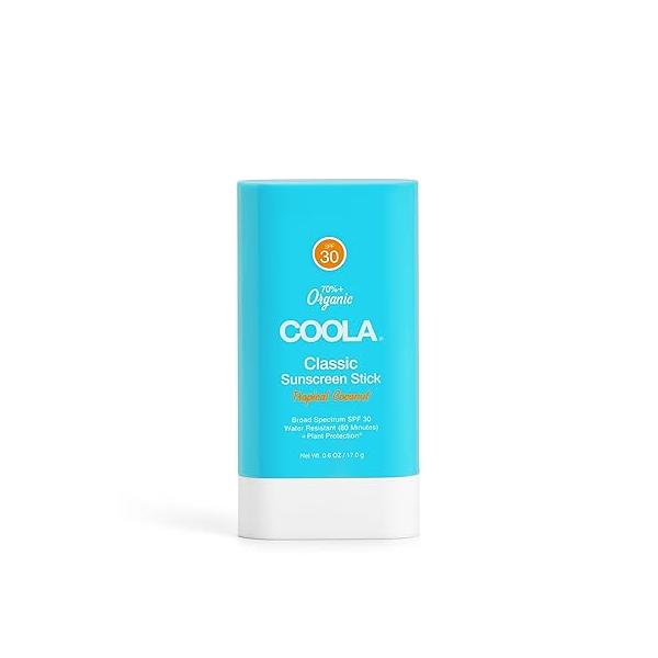COOLA Organic Face Sunscreen SPF 30 Sunblock Lotion Stick, Dermatologist Tested Skin Care for Daily Protection, Vegan and Gluten Free, Tropical Coconut, 0.6 Oz