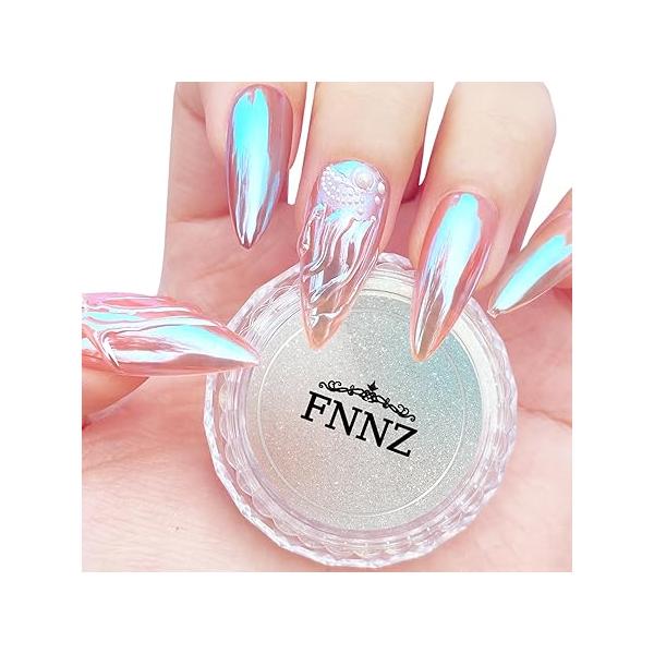 Unicorn Chrome Nail Powder, Aurora Unichrome Mermaid Powder Pigment Pearlescent Art Glitter Decoration for Home DIY Salon Manicure - Glacier Ocean