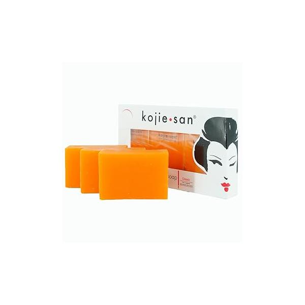 Kojie San Skin and Body Soap - Original Kojic Acid, Dark Spot Remover Bar with Coconut & Tea Tree Oil 3 x 65g Bars