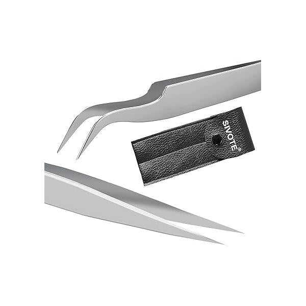 SIVOTE Lash Tweezers for Eyelash Extensions, Pack of 5 Peach - Extension Set with Diamond Grip, Precision Fiber Tip Volume Extensions