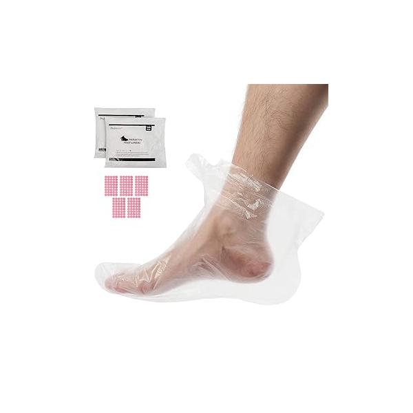 Segbeauty Paraffin Bath Liners for Foot, 200 Counts Plastic Foot Covers, Booties Feet Thermal Liners, Protectors with Stickers Snug Closure, Wax thera-py Bags