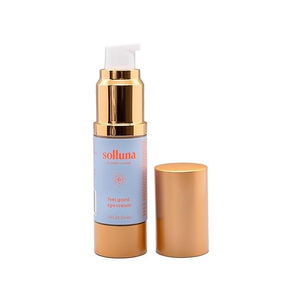 Solluna by Kimberly Snyder Feel Good Eye Cream — Anti-Aging Plant Based Under Treatment with Hyaluronic Acid, Ashwagandha, Calendula & Eyebright Botanicals (0.5oz) Non-Toxic Cruelty-Free Vegan