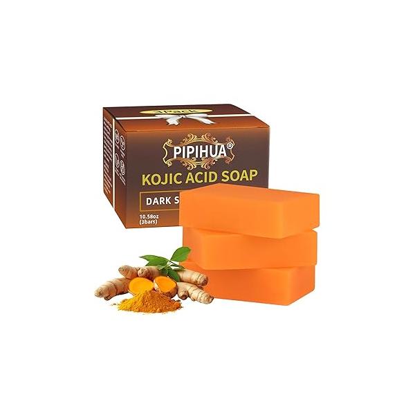 PIPIHUA Kojic Acid Soap - Turmeric with & Lemon Collagen Hyaluronic Glutathione