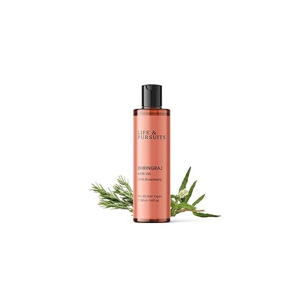Life & Pursuits Bhringraj Hair Growth Oil 3.4 Fl Oz, Natural Ayurveda Scalp Therapy For Men Women| Rosemary, Amla, Hibiscus, Tea Tree Coconut| Reduces Itchiness Dryness| Nourishes Damaged