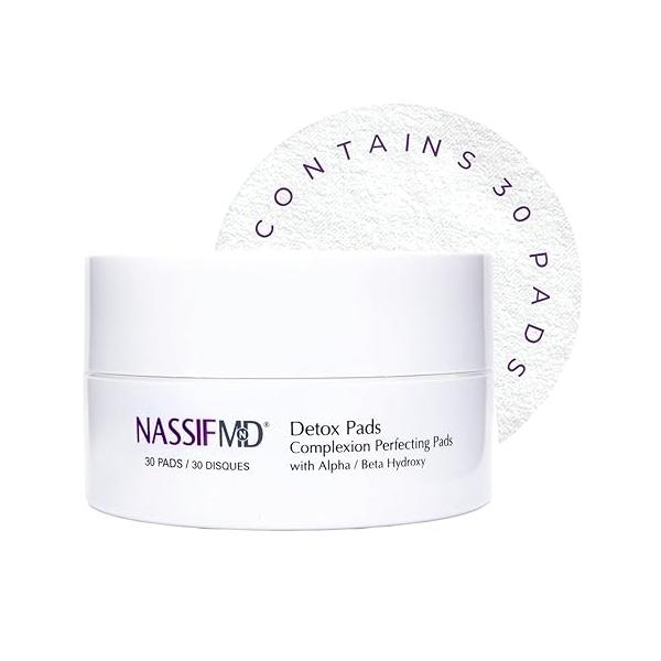 NassifMD Exfoliating Detox Pads, AHA Pads Formulated with Glycolic Acid, Witch Hazel, and Salicylic Suitable for Sensitive Skin