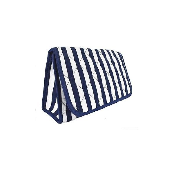 Marisa D'Amico Travel Portable Purse Size Makeup Case Cosmetic Bag with Mirror, Quilted Cotton